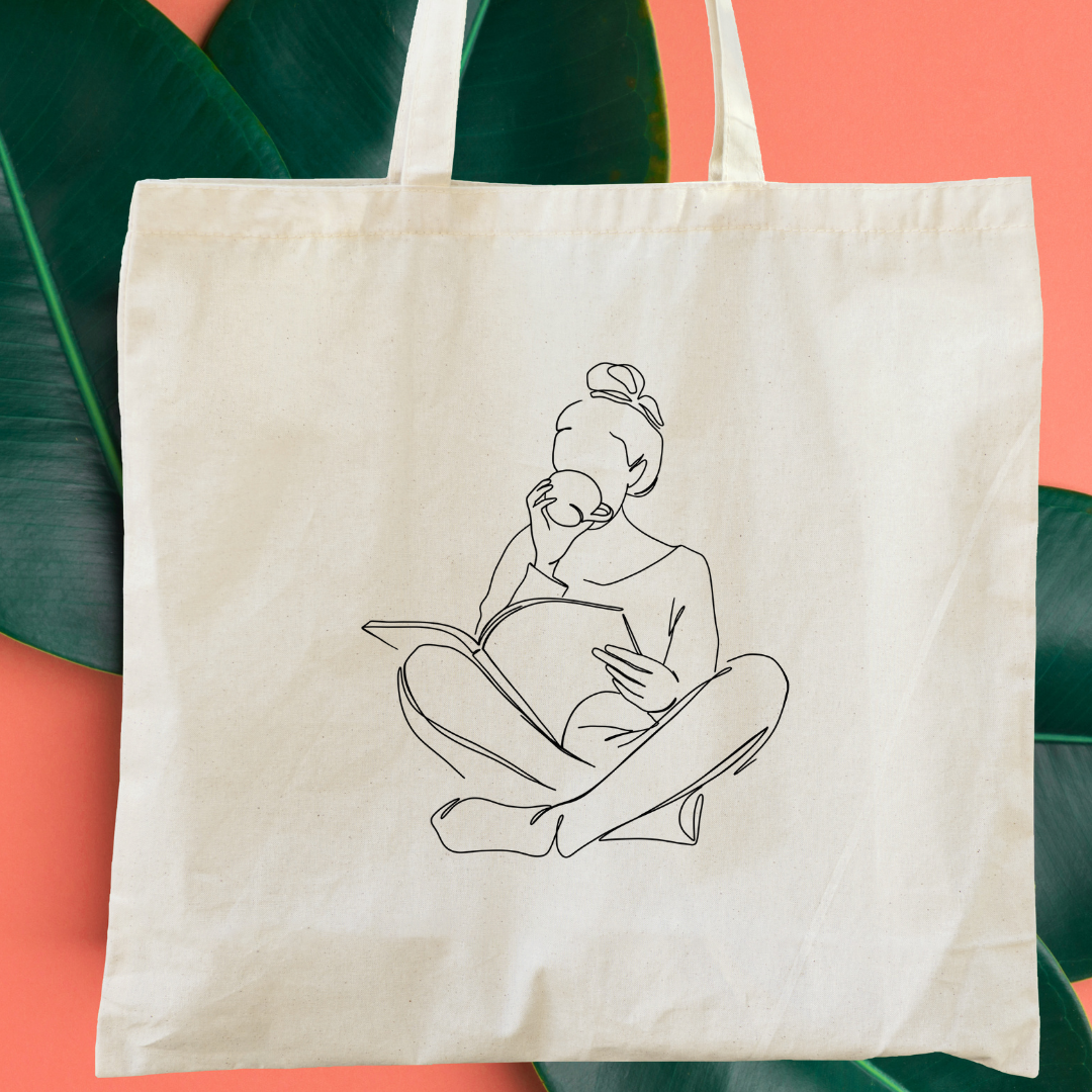 Book and Coffee Lover Canvas Tote