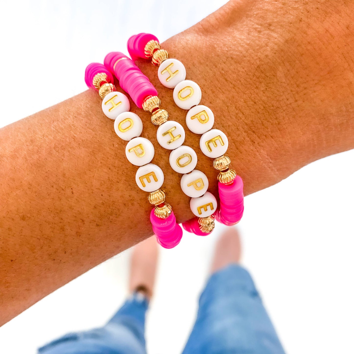 Pink Hope Breast Cancer Heishi Bracelet