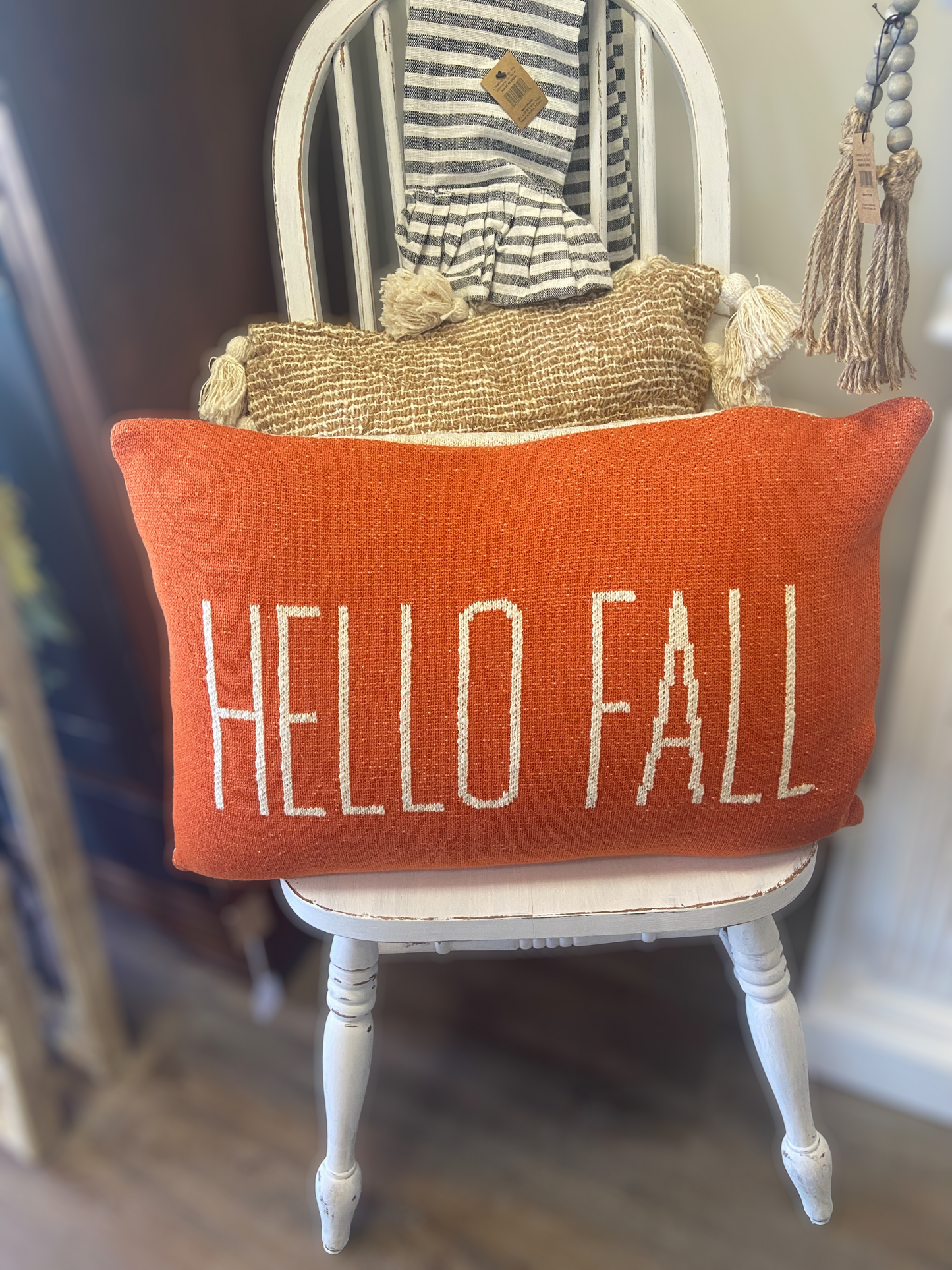 2 sided cotton knit lumbar pillows Hello Fall/Trick or Treat