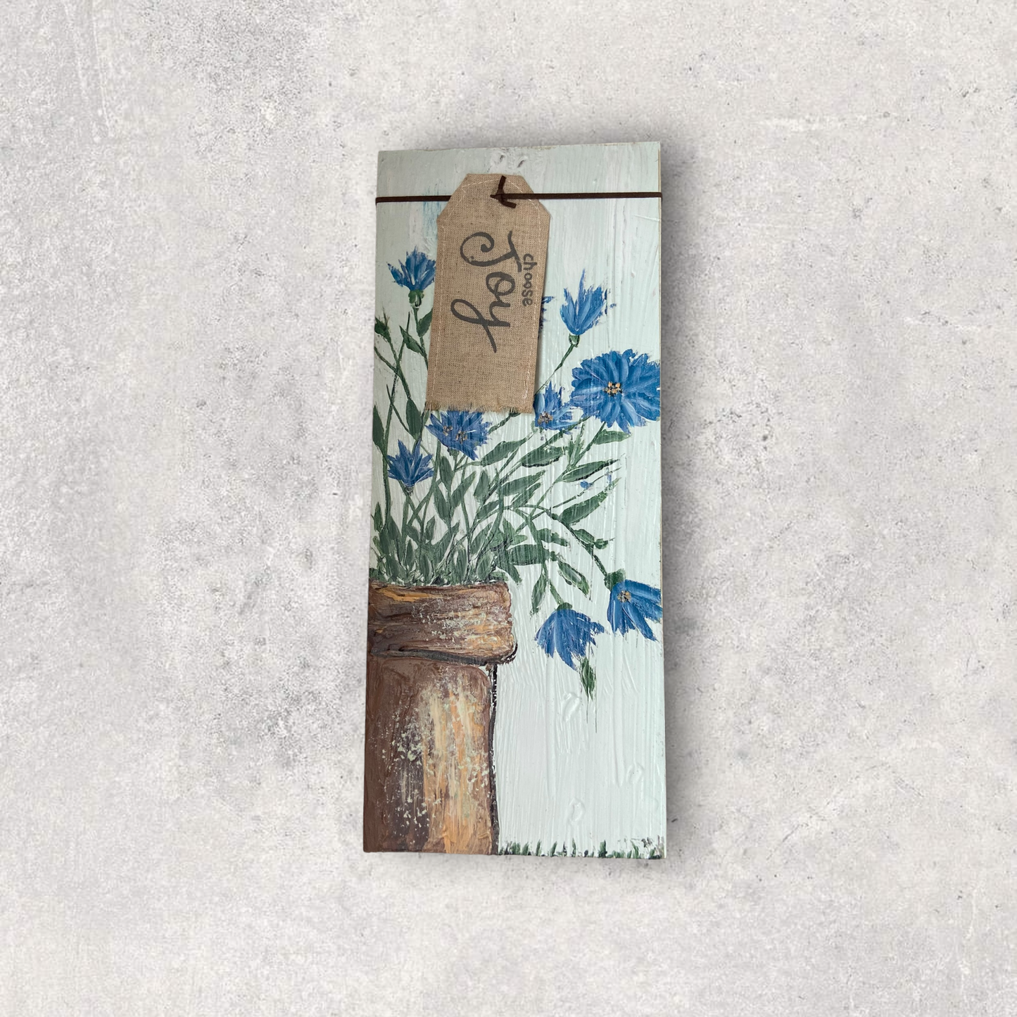 Hand painted floral block wall art