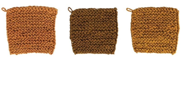 Square jute crocheted pot holder