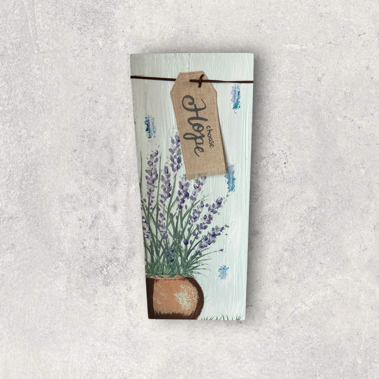 Hand painted floral block wall art