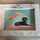 Furry friends art in whitewashed wood frame
