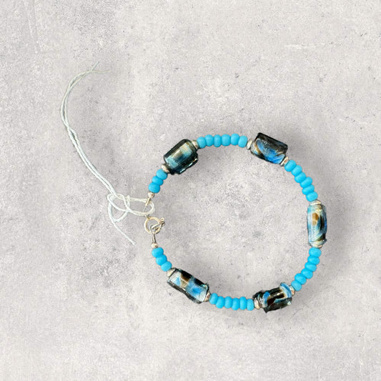 Blue beaded bracelet
