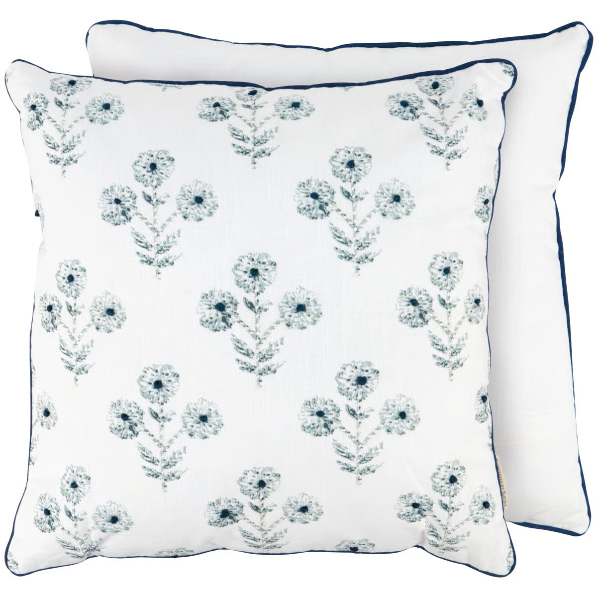 Indigo floral pillow
