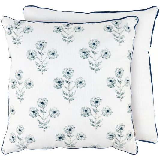 Indigo floral pillow