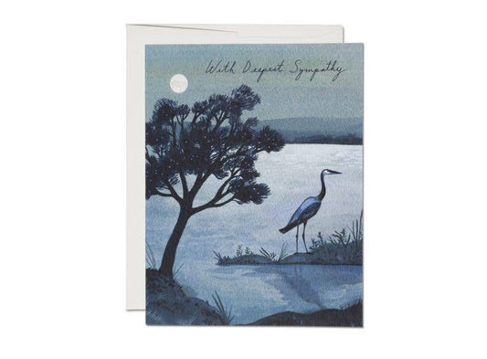 Blue Heron sympathy greeting card