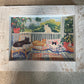 Furry friends art in whitewashed wood frame