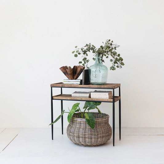 Mango Wood and Metal Two tier table