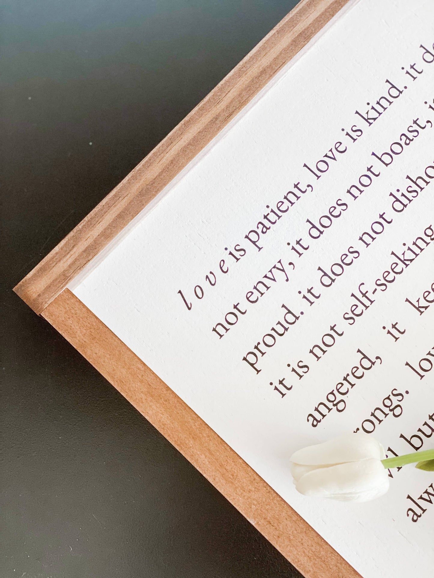 1 Corinthians 13 | Wall Art, Wall Decor, Home Decor: White / Dark Walnut / 9x9"