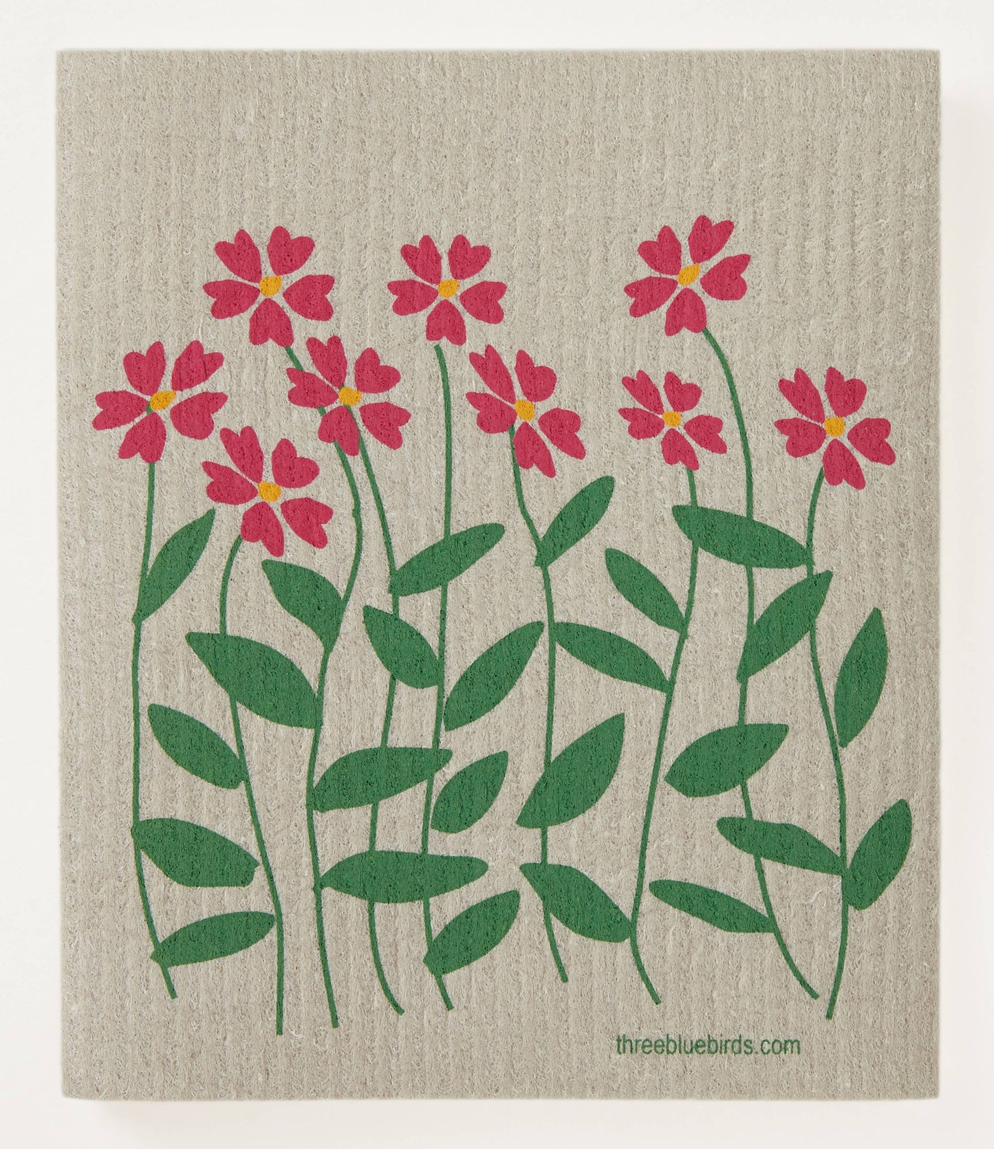 Zinnias on Sand Swedish Dishcloth
