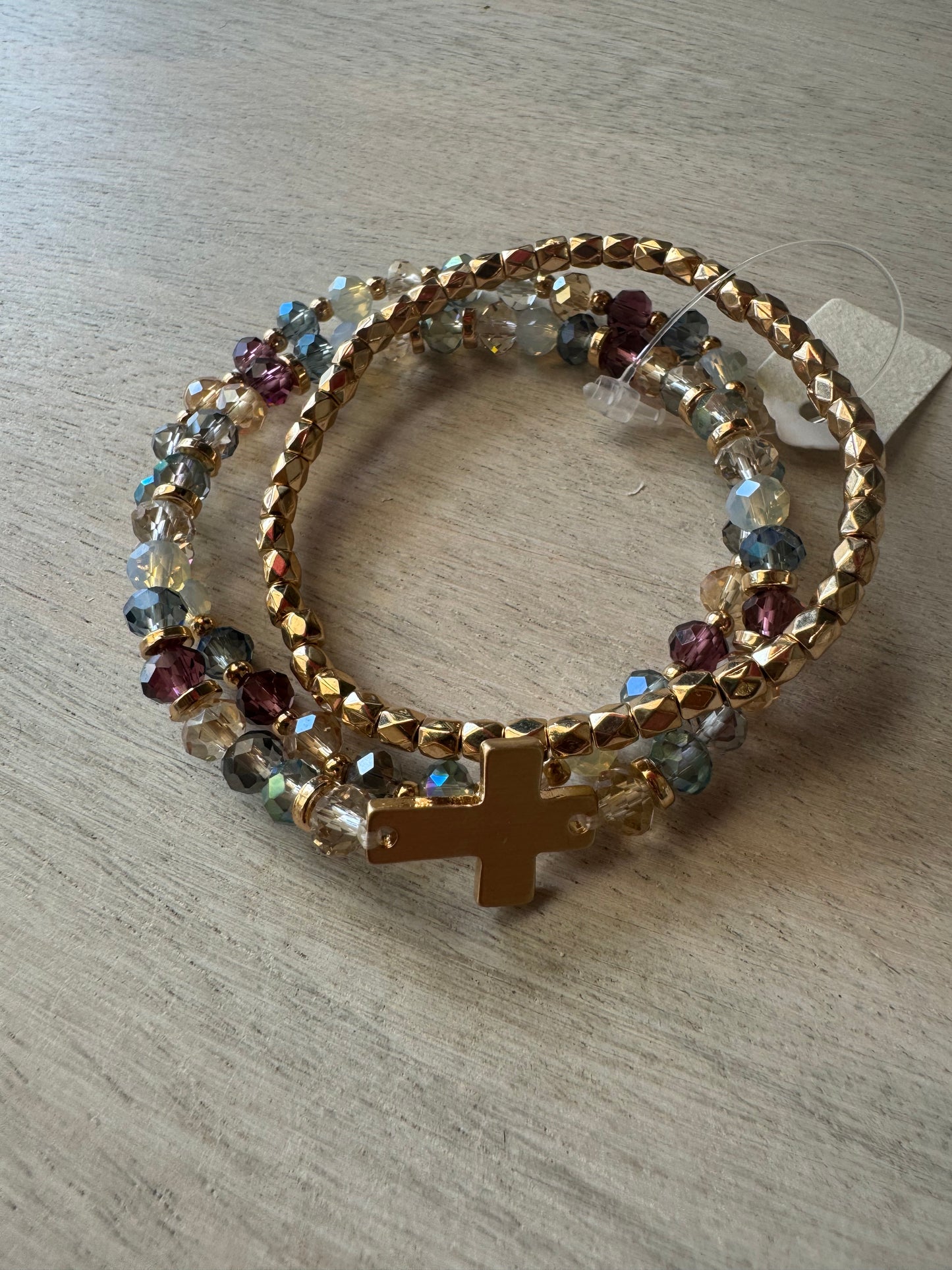 Cross beaded bracelet set