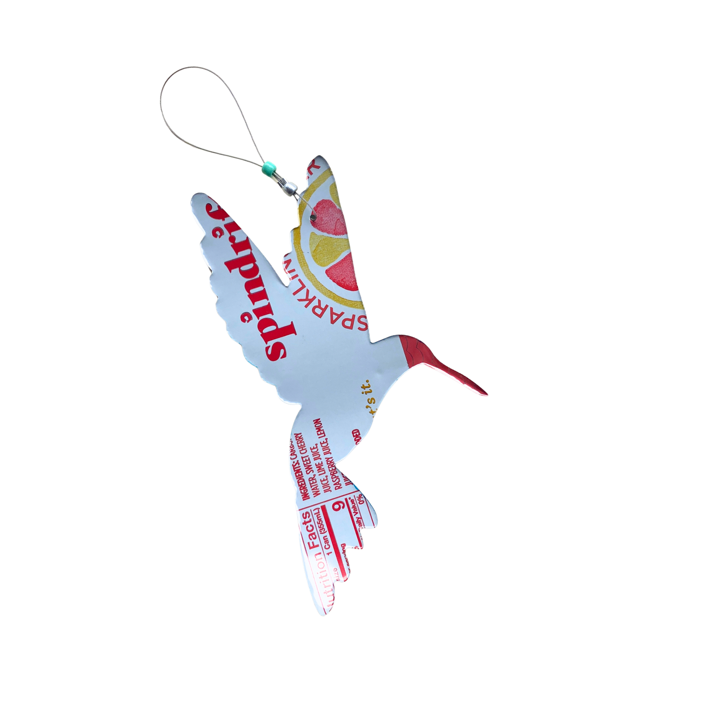 Blue Hummingbird Ornament - Upcycled Art- Bird Ornament