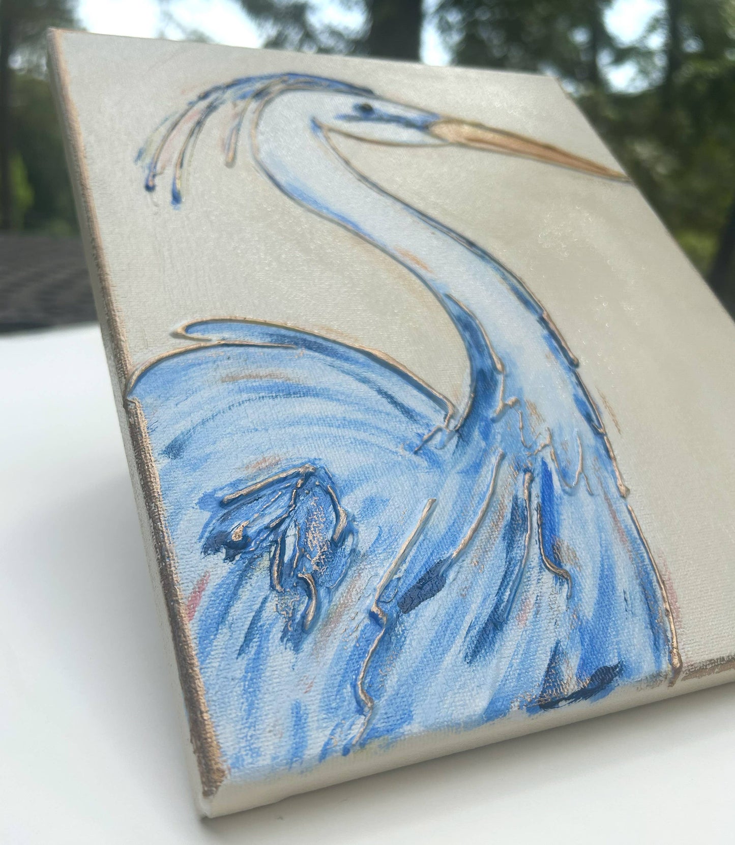 Blue Heron hand painted | coastal beach nautical