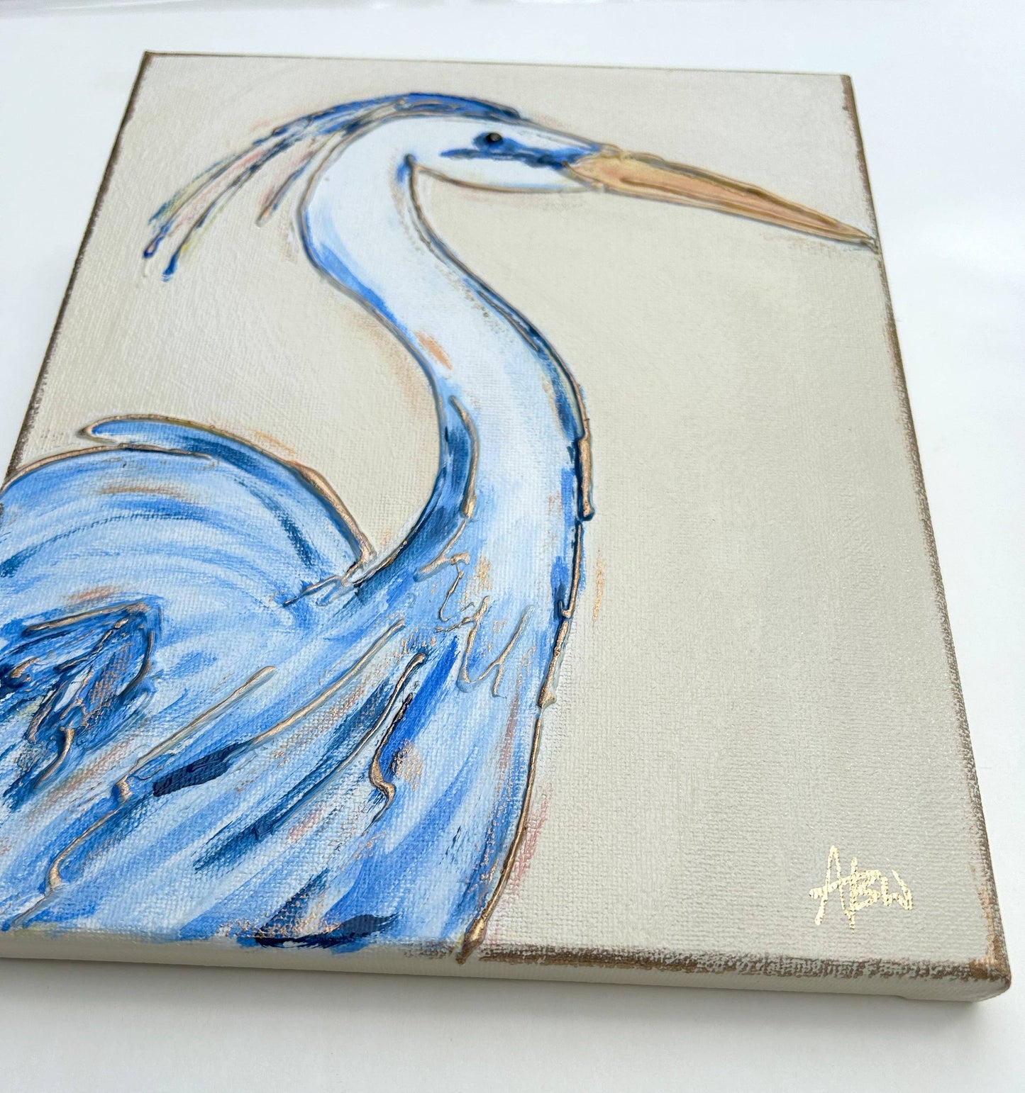 Blue Heron hand painted | coastal beach nautical