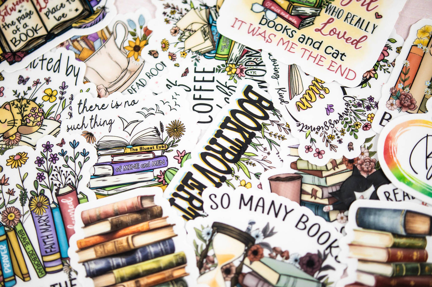 Easily Distracted By Cats & Books,  Vinyl Sticker, 3x3 in.