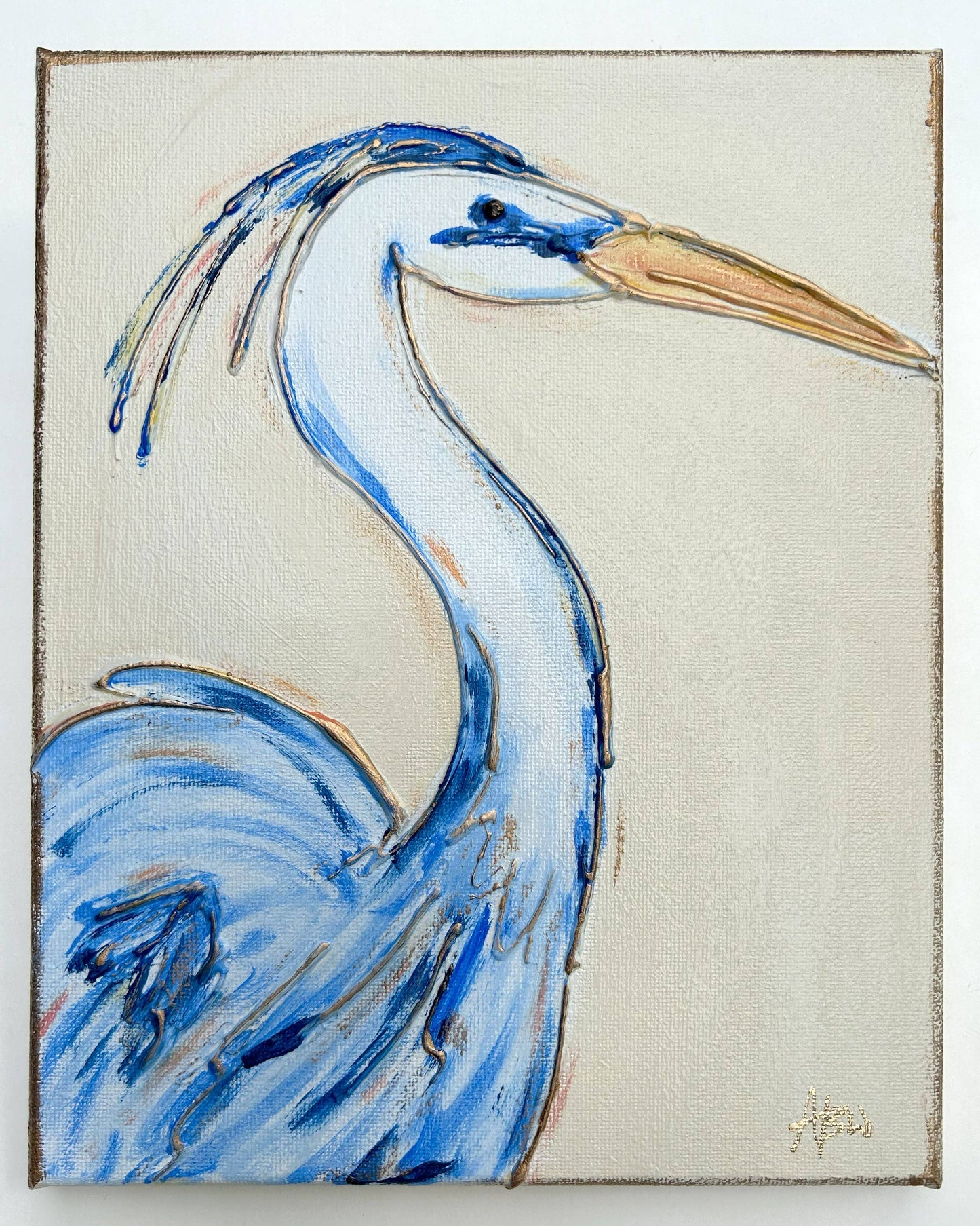 Blue Heron hand painted | coastal beach nautical