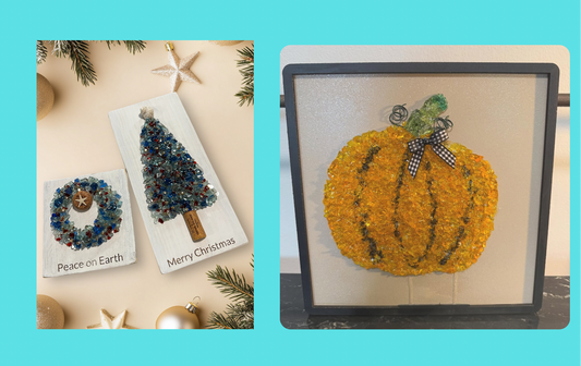 Crushed Holiday Epoxy Art Class (Christmas Trees or Wreaths) Create your own Sparkling Ocean Masterpiece!!