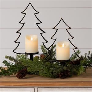 Metal Christmas Tree Silhouette Candle Holders