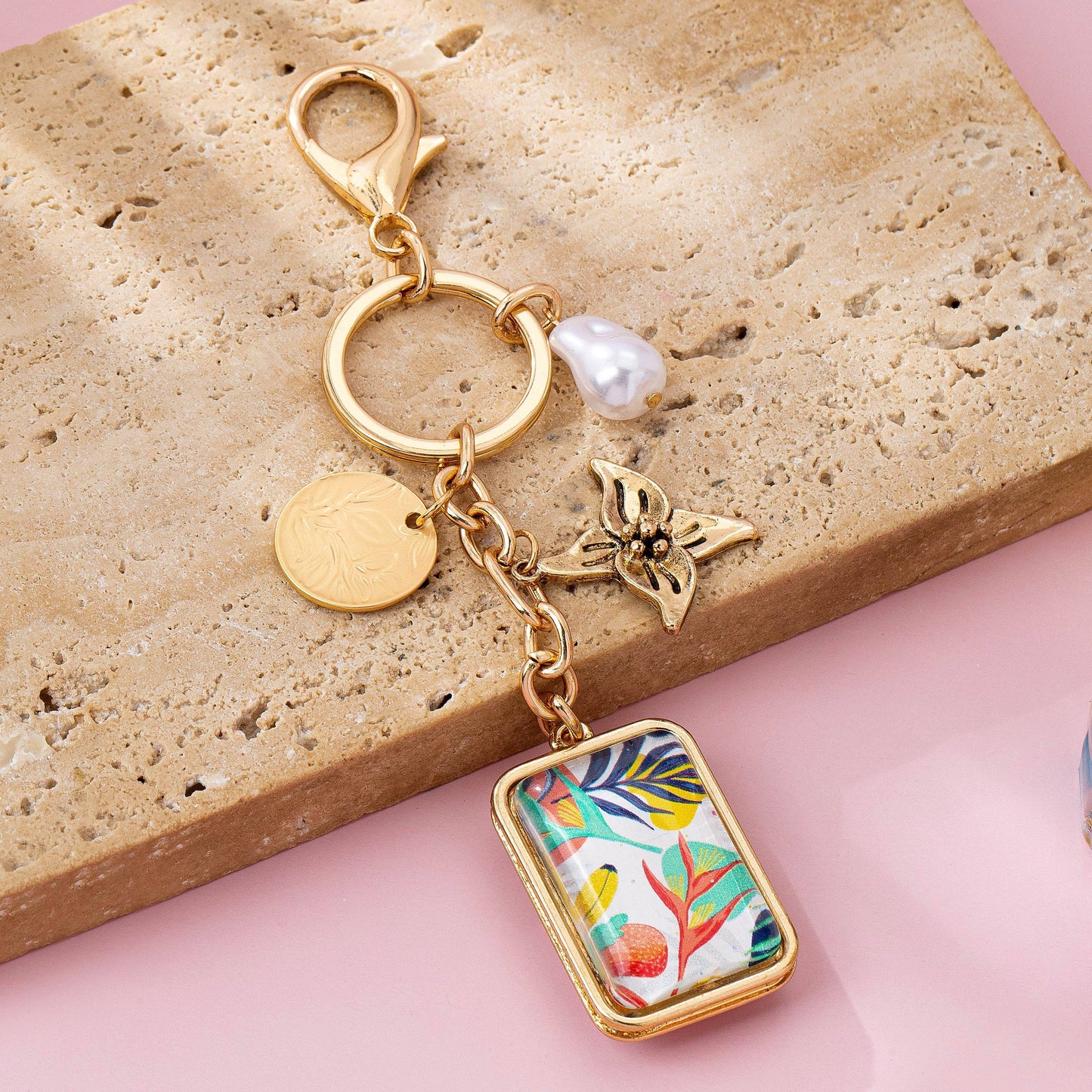 Flower and pearl Charm Key Chain Bag Charm | 80K103