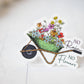 No Rain No Flowers, Wheelbarrow Vinyl Sticker, 3x3 in.