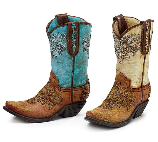 Assorted Cowboy Boot Resin Vase
