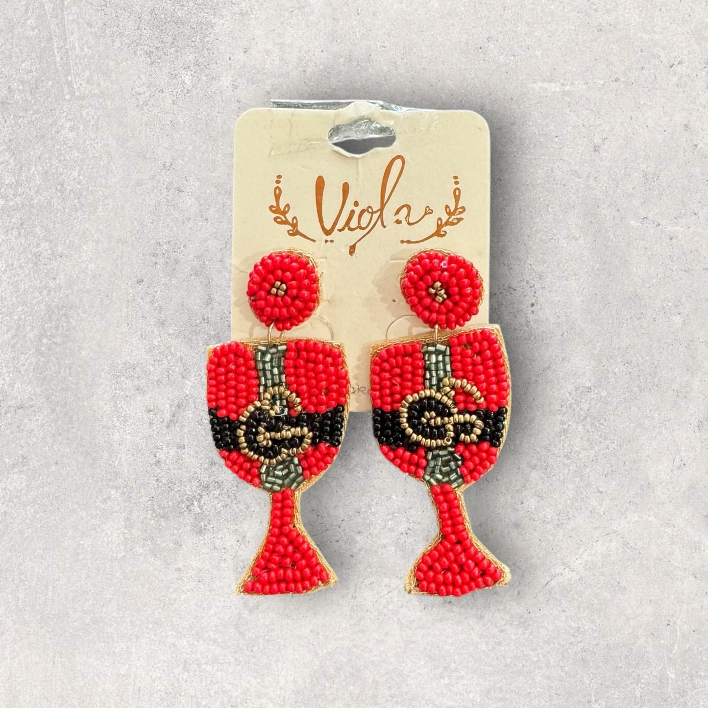 Beaded holiday drink earrings