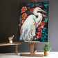Framed oil painting-Heron with Flowers