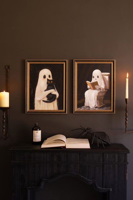 2 Framed Halloween paintings