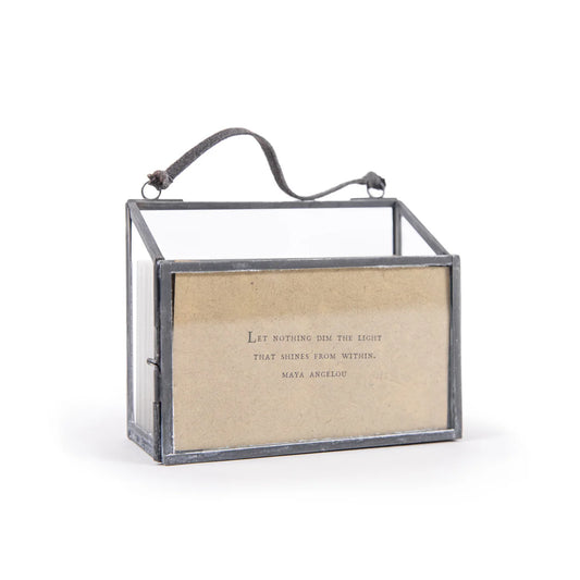 Zinc frame photo holder with 50 gathered thoughts card with interchangeable holder