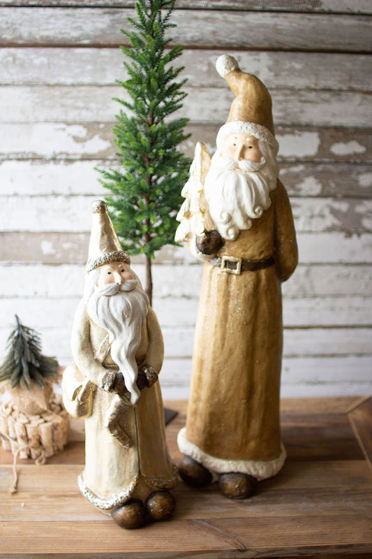 Set of 2 Resin Santas