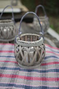 Grey Willow Votive Lantern with Glass