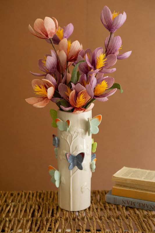 Colorful butterfly ceramic vase