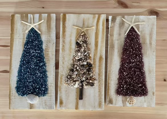 Crushed Holiday Epoxy Art Class (Christmas Trees or Wreaths) Create your own Sparkling Ocean Masterpiece!!