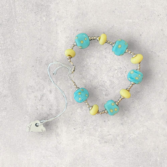 Blue dot glass bead bracelet