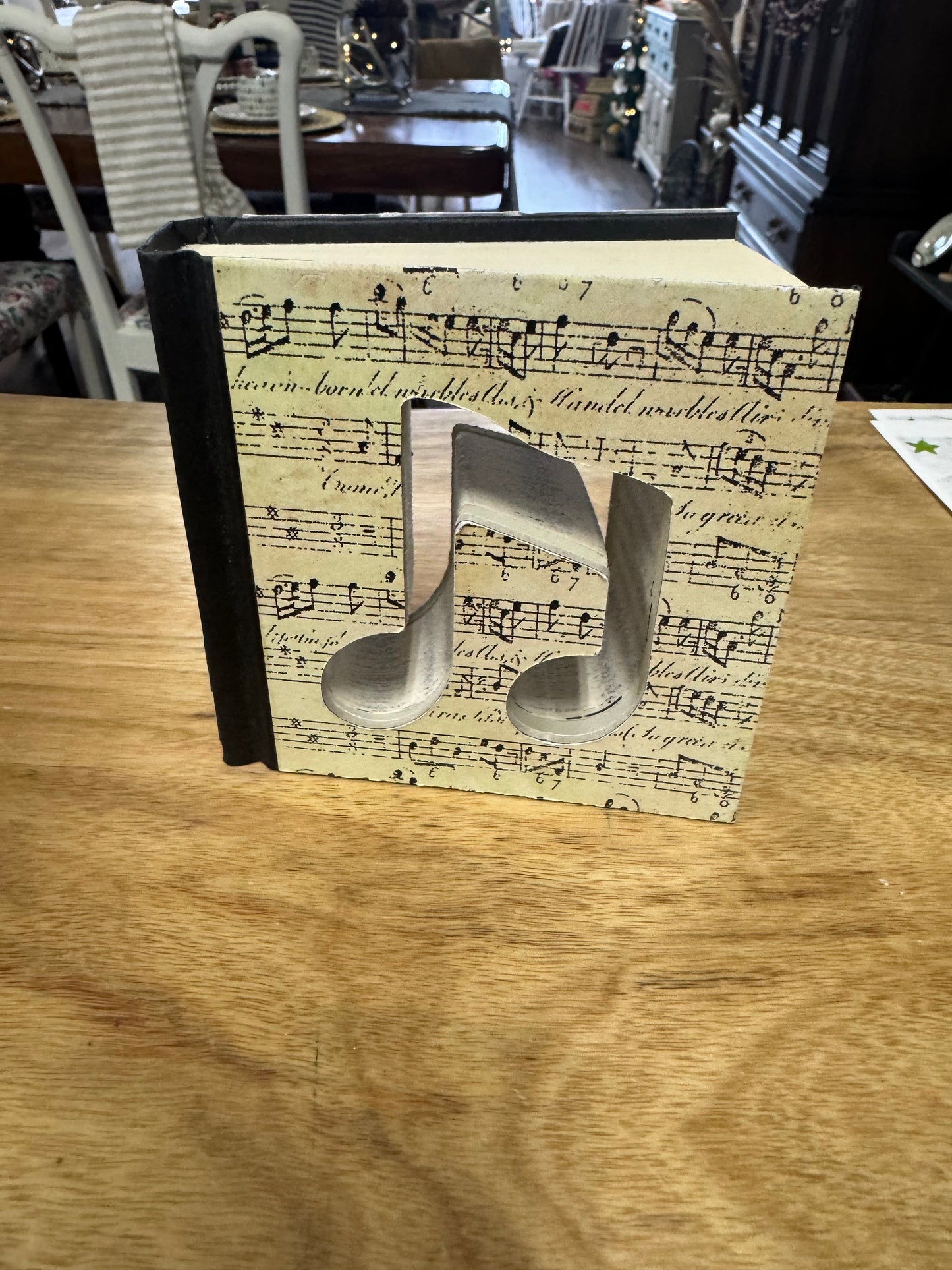 Music note repurposed book decor