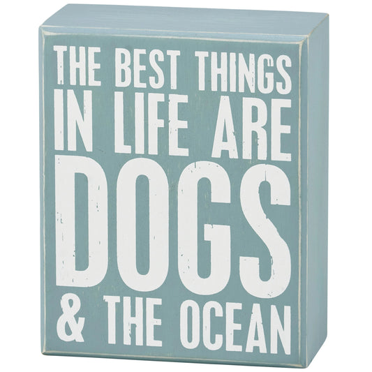 Dogs And Ocean Box Sign