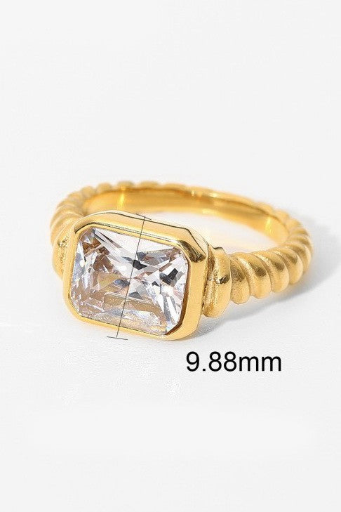 18K Stainless Steel Tarnish Free Rhinestone Rings