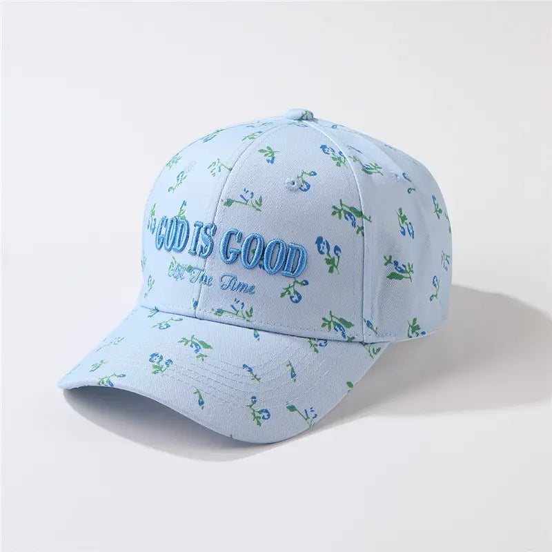 "God Is Good All the Time" Floral Baseball Cap