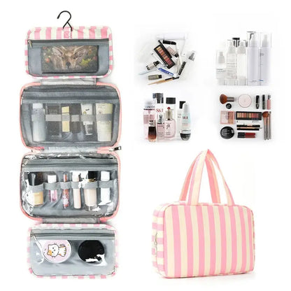 Striped Hanging Toiletry & Makeup Organizer Bag