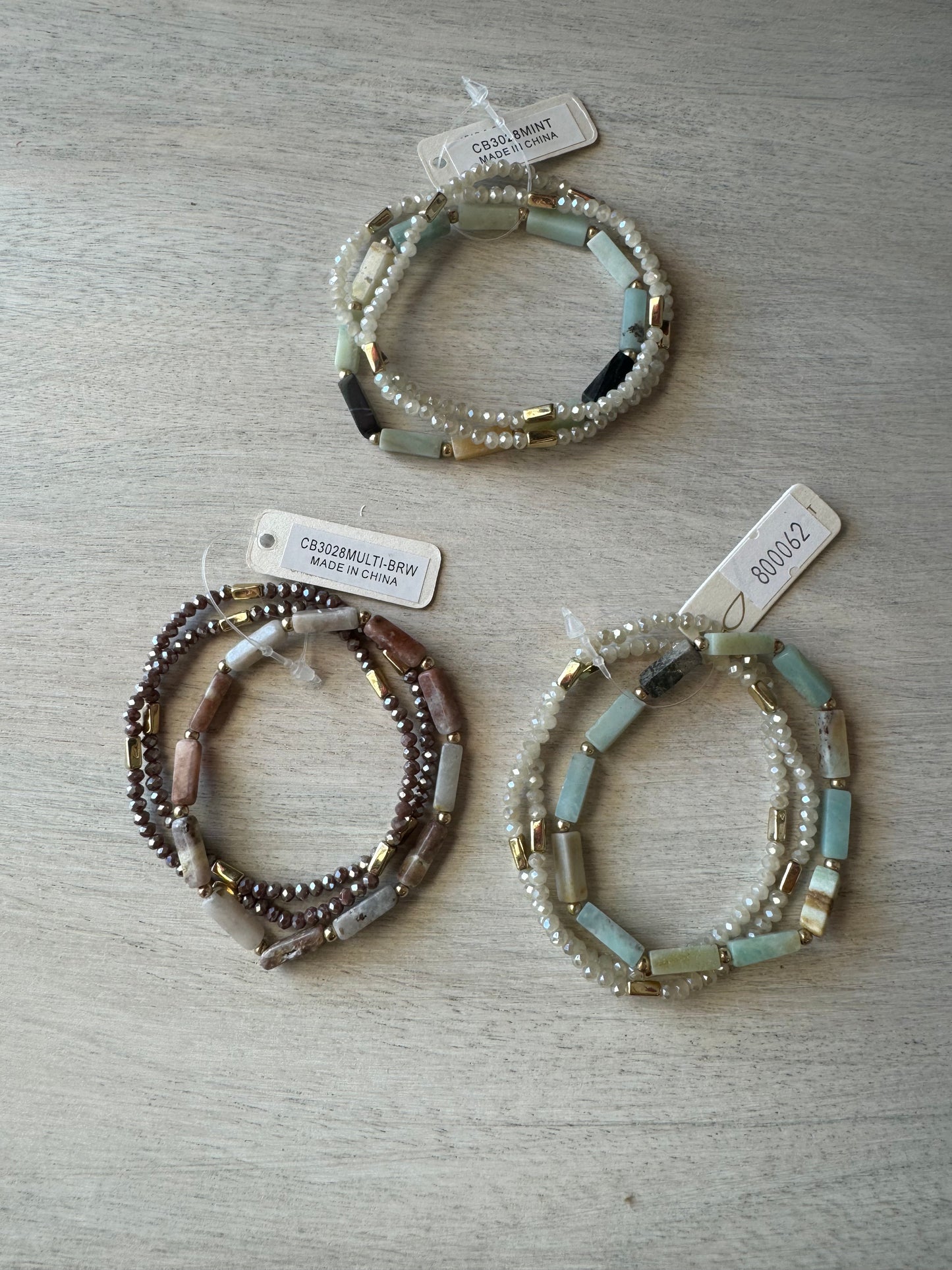Stone and beaded bracelet sets