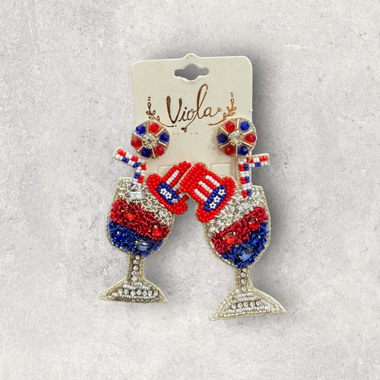 Patriotic fun beaded earrings