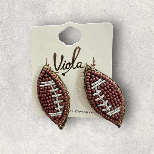 Football beaded post earrings