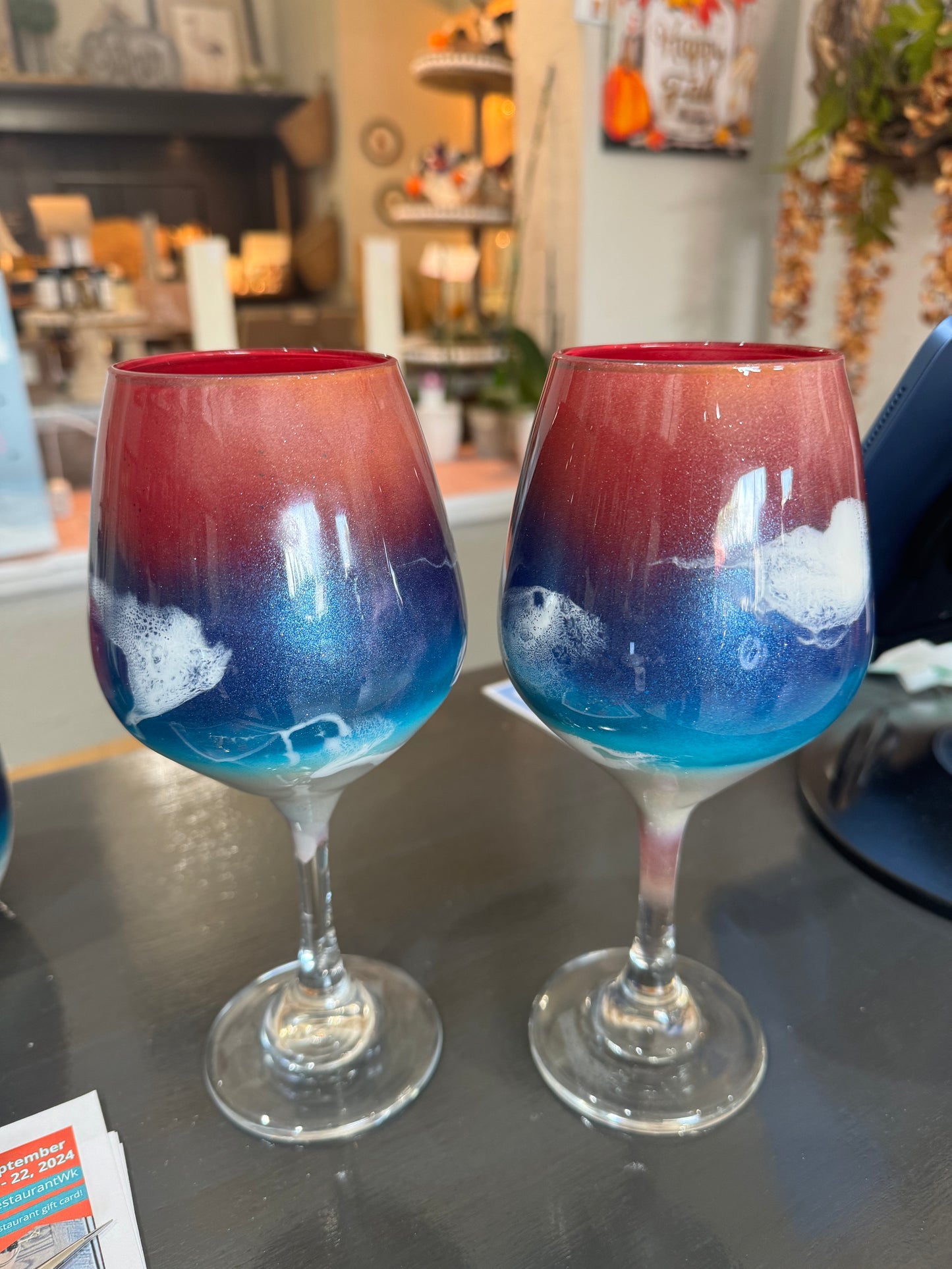 Ocean epoxy wine glasses