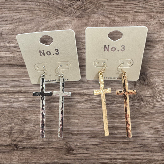 Gold and Silver cross earrings