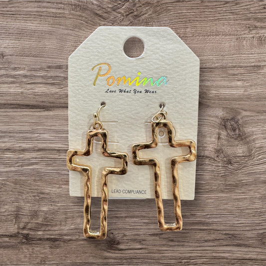 Gold cross earrings