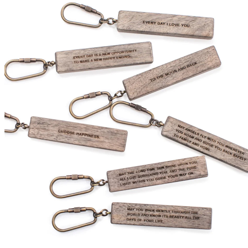 Wood quote keychain