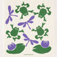 Frogs and Flies Swedish Dishcloth