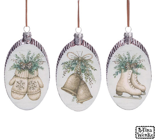 Antiqued, wood sliced Ornaments