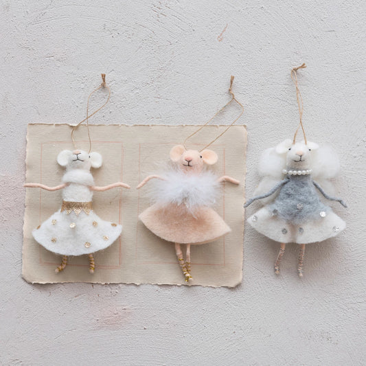 Handmade Wool Felt Ballerina Mouse ornament